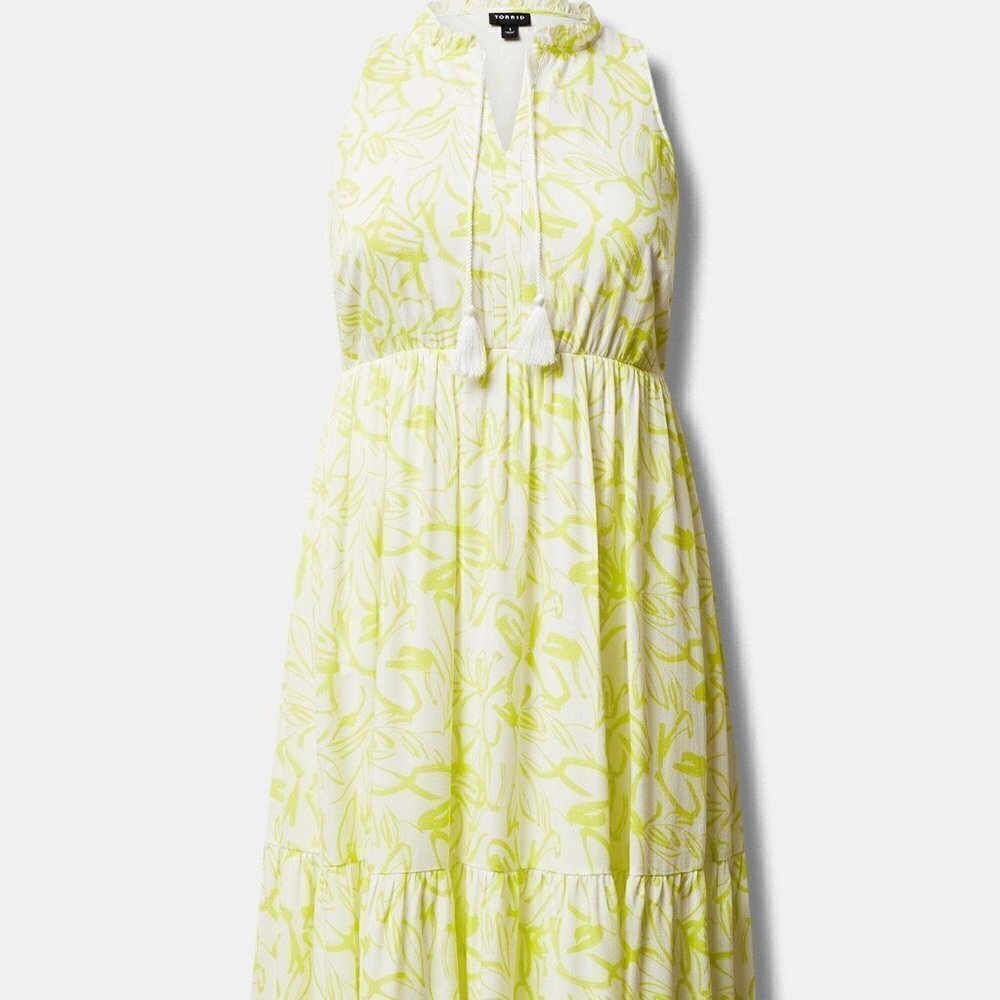 Torrid - Midi Wash Gauze Tiered Dress in Floral Yellow - Picture 13 of 13